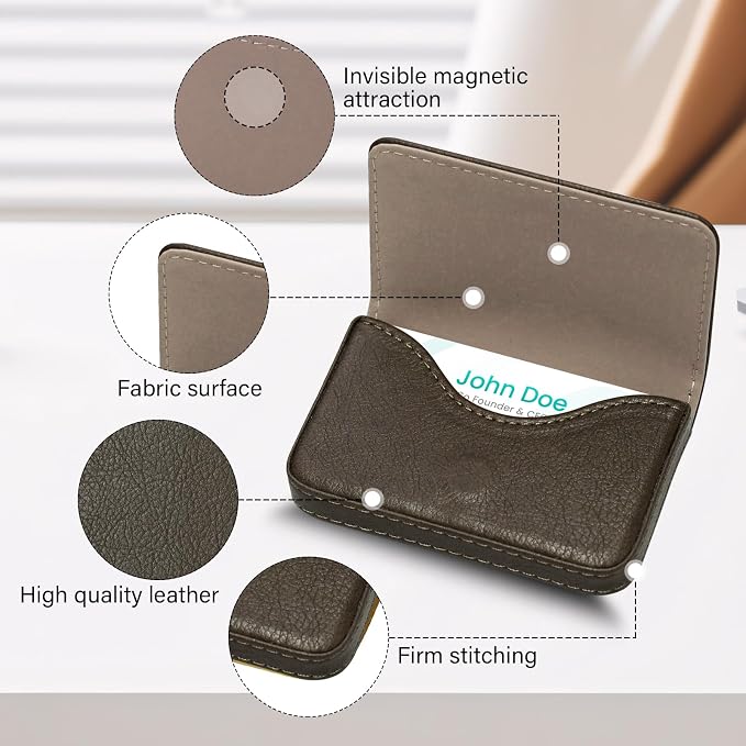 RFID Blocking Wallet - Minimalist Leather Business Credit Card Holder (A65-01)