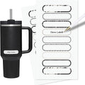 ThreeKin Waterproof Labels for Bottles and Containers - Custom Stickers - All-Purpose and Personalizable - Dishwasher, Freezer and Microwave Safe - BPA-Free - USA-Owned (Black and White, 72pcs)