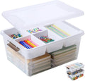 MACOPRO 17 QT Plastic Storage Box with Removable Tray, Bins with Lids, Clear Storage Container for Craft Organization, Beads, Tools, Sewing, and Playdoh, Art Supply Organizer (White, 1Pack-17QT)