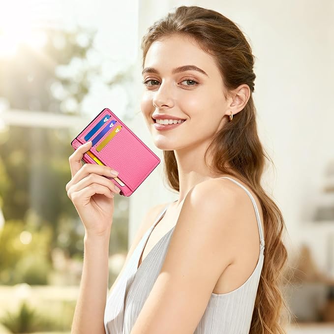 Tipmile Womens Credit Card Holder Wallet, Small Slim RFID Blocking Sleeve | Mini Tiny Cute ID Case, Minimalist Zipper Pocket Wallet, Thin Coin Purse, Mothers Gift
