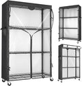 4-Tier Wire Shelving with Cover and Wheels, 36"x14"x63" Storage Rack | Heavy duty Wire Shelves with 600D Oxford fabric cover, Rolling Metal Storage Shelf for dorm, pantry, kitchen or closet