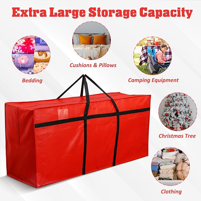 4 Pcs 176 Gallon Extra Large Moving Bags Heavy Duty Storage Bag with Strong Zipper Handle Foldable XXL Jumbo Storage Tote Packing Moving Box for College Dorm Travel Cloth Duffle (Red)