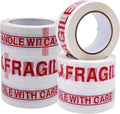 WOD CST2FW Fragile Tape Handle with Care Packing Tape 2 in. x 110 yds. Heavy Duty Carton Sealing Tape Red Lettering for Fragile Cargo and Box Office Moving Shipping, 6 Pack