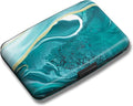 Maicican Credit Card Holder, Mini RFID Blocking Aluminum Wallet | Slim Metal Hard Case Travel Wallet ID Case for Women and Men, 4.3 x 2.9 Inches, Blue sea