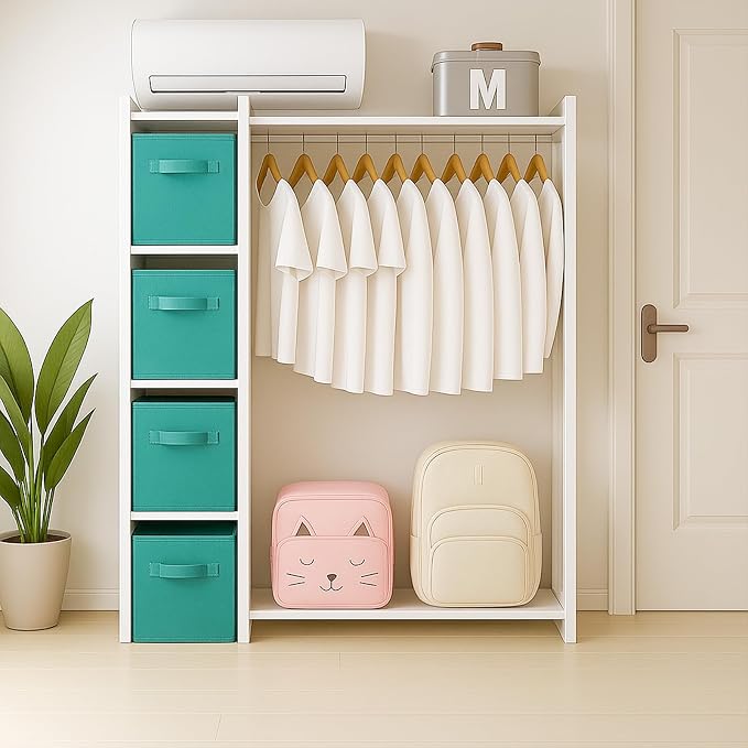 PowerKing Collapsible Storage Cubes, Farbic Storage Bins, Forest, 6 Pack | Sturdy, Lightweight, Easy Pull Handle, Closet & Shelf Organizer, Clothes and Toys Storage, 10.5'' x 11'' x 10.5''