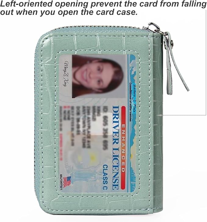 Credit Card Wallet, RFID Card Case Wallet, Zipper Card Cases Holder for Men Women, RFID Blocking, KeyChain Wallet, Compact Size Card Organizer Case for Women