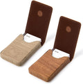 Outus 2 Pcs Business Card Holder, PU Leather Business Card Case Pocket Wallet with Magnetic Shut for Men Women(Wood,Classic)