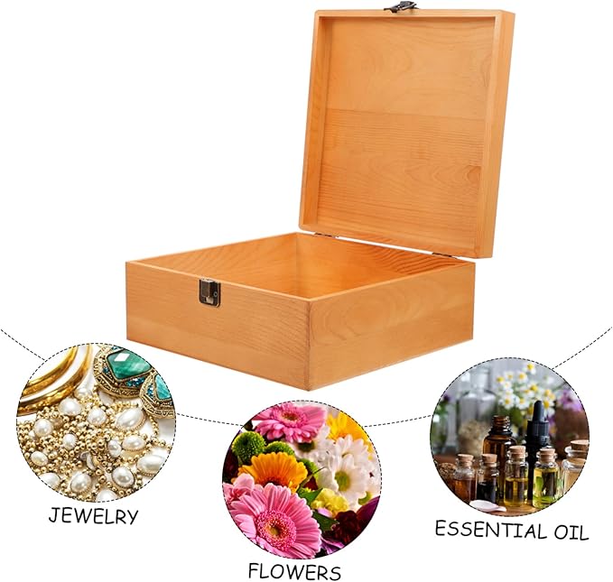 Unomor Vintage Wooden Storage Case for Jewelry and Sundries Medium Rustic Gift Box for Home Use Elegant Design for Organizing Objects