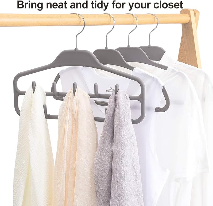 Belt Hanger 2 Pack, Sturdy Belt Organizer with 360 Degree Swivel, Tie Rack with 11 Large Belt Hooks for Closet, Non Slip Rubberized Belt Rack, Gray