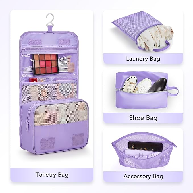 OlarHike 10 Set Compression Packing Cubes for Travel Essentials,Compressible Expandable Space Saver Bags for Organizing Clothes,Luggage Garment Bags with Over 1000 pcs Mesh Holes(Light Purple)