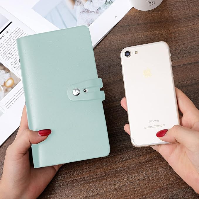 RFID Credit Card Holder, Leather Business Card Organizer with 96 Card Slots, Credit Card Case for Managing Your Different Cards and Important Documents to Prevent Loss or Damage (Light Green)