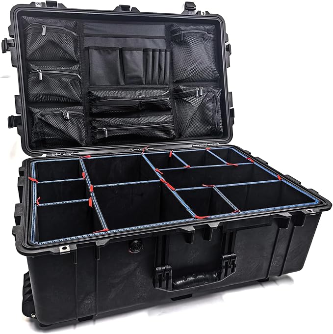 LAFENLIN UPGRADED Lid Organizer for Pelican 1650 Case, Multi Thick Mesh Pockets Storage Organizer, Fits Camera Cases, Diving Dry Boxes, Hard Cases & Toolboxes, Includes Screws, Durable