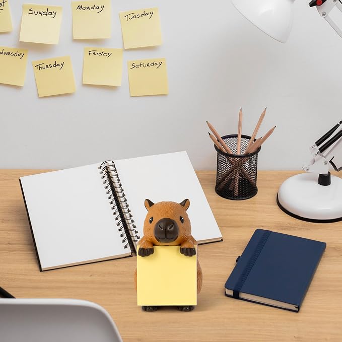 K1tpde Capy Pop-up Sticky Note Dispenser Fun Animal Resin Desk Holder &Memo | Handmade Desk Holder & 2 Pad Self-Stick Note, Capy Pop Up Post it Note Dispenser for Office Hold, School & Office Desk Supply
