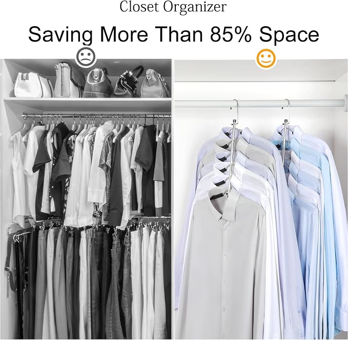 TOPIA HANGER Clothes Hanger Space Saving, 6 Tier Shirt Coat Hangers Space Saving No Bump Shoulder Hangers with No Slip Foam Padded Hangers Organizers and Storage for Men and Women 4 Pack-CT65B