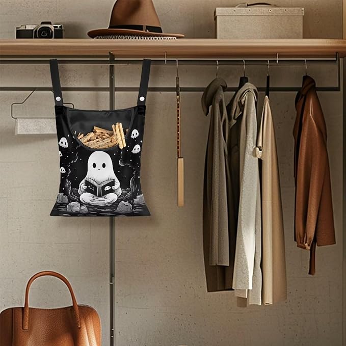 Cute Ghost Clothespin Bag Clothes Pin Hanging Bag Clothespin Bag with Hanging Hook 12 x 14.6 Inch Laundry Clothes Pin Holder Waterproof Clothes Pin Hanging Bag Clothespin Storage