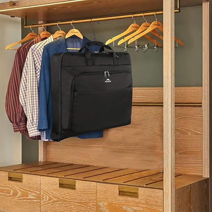 MATEIN Garment Bags for Travel, Large Carry on Garment Bag for Business | Waterproof, Hanging Suit Luggage Bag, For Men Women, Wrinkle Free Suitcase, Cover For Shirts Dresses Coats, Strap, Black