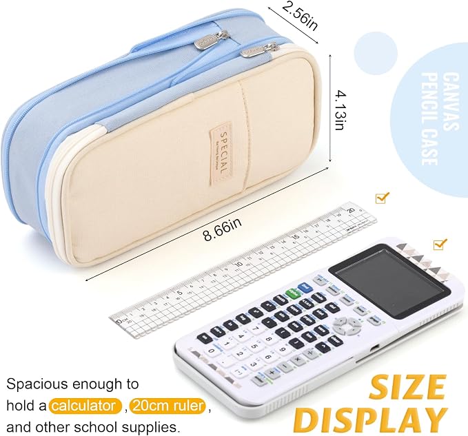 EASTHILL Big Capacity Pencil Pen Case Office College School Large Storage High Capacity Bag Pouch Holder Box Organizer Light Blue
