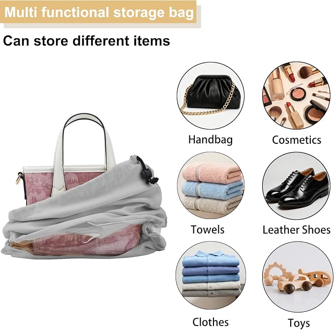 4 Pcs Shoe Bags for Travel with Clear TPU Window, 13.8"x17.7" Dustproof Travel Shoe Bags, Drawstring Travel Shoe Storage Bags for Men & Women (Grey)