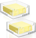 Acrylic Sticky Note Holder 3.94 x 3.94 Clear Acrylic Notepad Holder Sticky Note Dispenser for Desk Organizer Office Home(2 Pack)