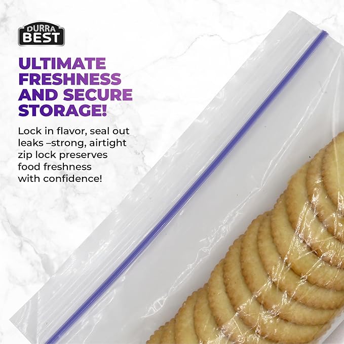 Snack Zip Bags - 480 Count | Resealable, Leak-Proof & Freezer Safe Food Storage Bags | BPA-Free Durable Zip Seal for Snacks, Fruits, Veggies & Lunch | DURRA BEST
