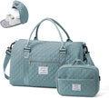 Gym Duffle Bag for Women with Shoe Compartment Waterproof Travel Tote Bags Personal Item Carry On Weekender Overnight Bags with Toiletry Bag Swimming Yoga Bags Hospital Holdalls Light Blue
