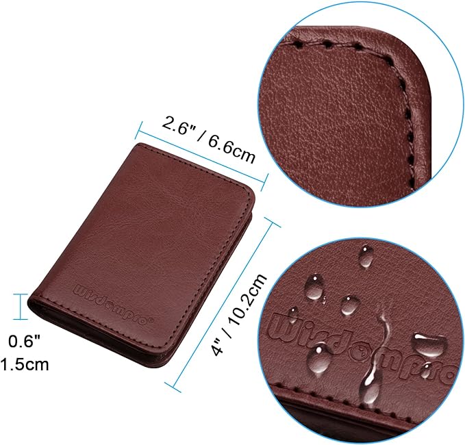 Wisdompro Business Card Holder, 2-Sided Folio Name Card Case | PU Leather Credit Card Holder Wallet with Magnetic Shut, Ultra Slim and Thin, for Business Cards & ID Cards, Men and Women