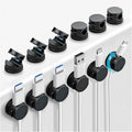 OneLeaf 12 Pack 360° Rotatable Spring Cable Clips[1s Lock], Adhesive Cord Holder for Nightstand, Phone Charger Cord Holder for Desk Home Office Car Game Station