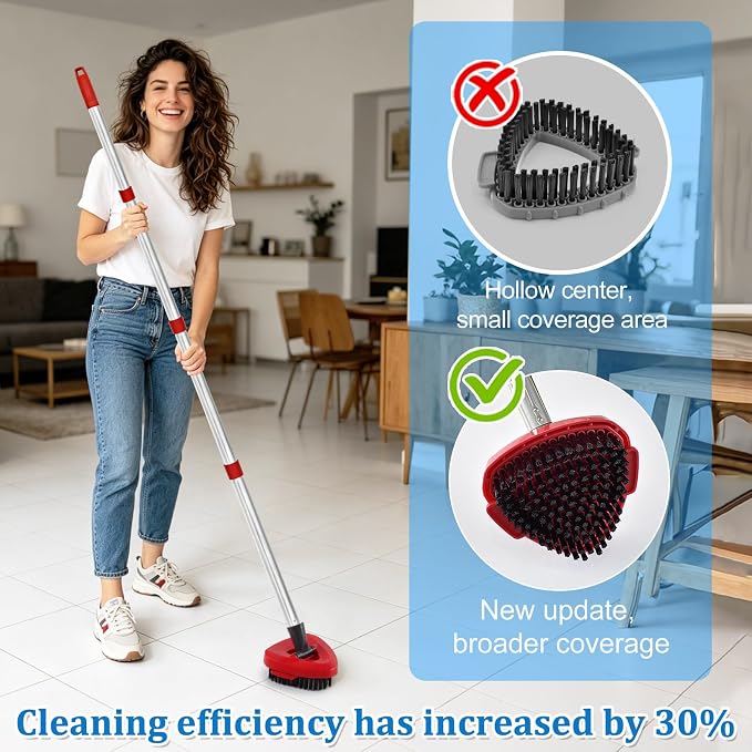 Mop Head Scrub Brush & Mop Base for O-Cedar RinseClean, Scrubber Attachment | Upgraded full bristles, no hollow center. Fits O-Cedar RinseClean spin mop. Fits ocedar mop base & spin mop scrub brush head