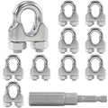 10Pcs M6 1/4 Inches Stainless Steel Wire Rope Clips Cable Clamp
