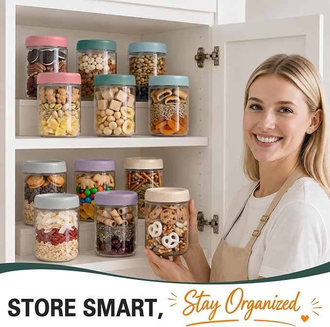 Overnight Oats Containers with Lids, Mason Jars 16 oz, Glass Storage Jars | 12 Pack Wide Mouth Glass Jars with Airtight Lid, Small Parfait Cups with Lids for Yogurt, Storage, Chia, Snack, Spice, Seed