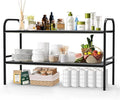 Expandable 2-Tier Under Sink Organizer, 8 Removable Plastic Boards, Tool-Free Installation (Black, 2-Tier 8 Boards)