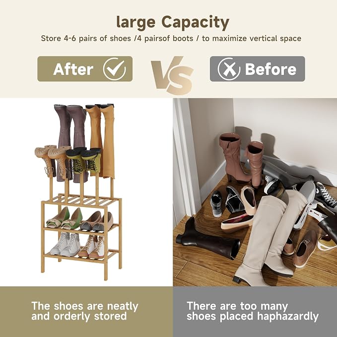 Detachable Boot Rack For Tall Boots Organizer,Outdoor Shoe Rack Storage | 3-Tier Multiuse Shoe Rack For Tall Boots,Closet Organizers And Entryway Storage,Suitable For All Seasons