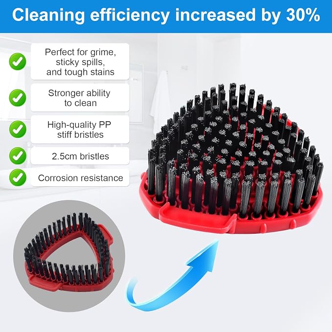 Mop Scrub Brush Head for O-Cedar RinseClean Scrubber Mop Attachment 2-Pack | Upgraded full bristles, no hollow center. Fits O-Cedar RinseClean 2-Tank spin mop. Fits cedar mop replace head scrubber