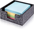 Acrylic Sticky Note Holder 4x4in Tray for Desk, Black Glitter | Sparkling glitter acrylic tray, fits 3x3 sticky notes, compact organizer for office school and home