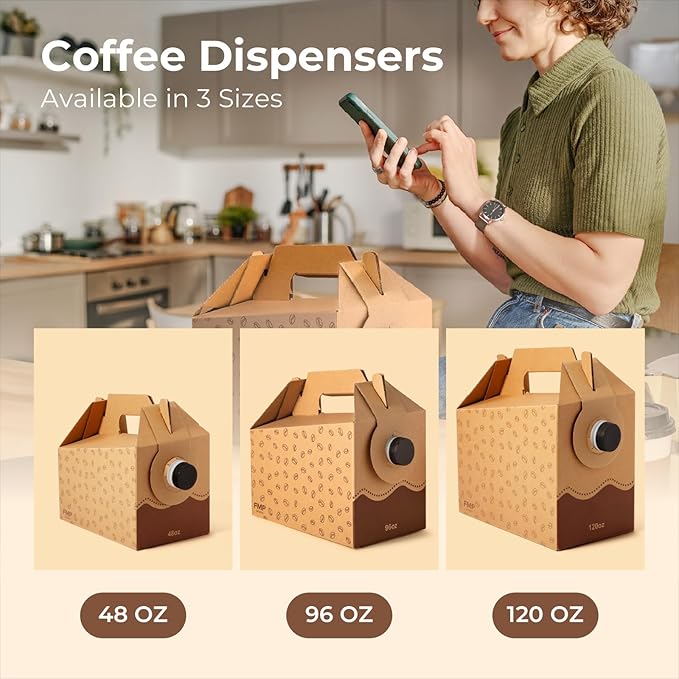 Fit Meal Prep 25 Pack 48 oz Disposable Coffee Dispensers with Handle, Insulated to Go Storage Containers, Portable Coffee Box Cold Hot Drink Dispenser Bulk for Party, Catering, Office, Take Out