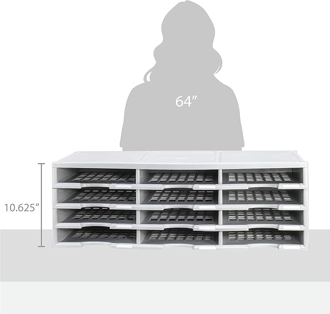 Storex 12-Compartment Literature Organizer/Document Sorter, Grey (61601U01C)