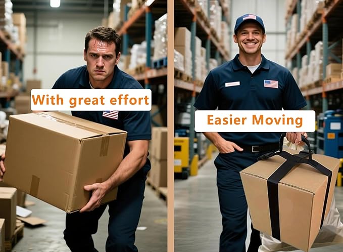 Big Box Carrying Strap with Handle, Adjustable Handheld Belt for Safely Moving and Lifting Heavy Boxes, Cross Style, Furniture Carrying Straps for Moving, Shipping, Luggage, Pet Carrier, Delivery Guy