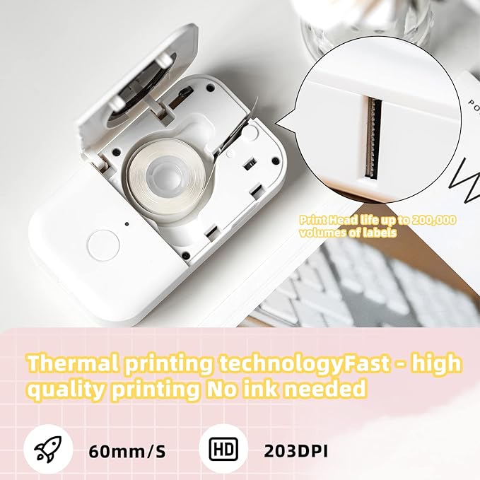 Phomemo D30 Label Maker Machine with Tape 3 Roll Adhesive Label, Bluetooth Mini Label Printer Thermal Wireless Small Labeler Machine for Home, Office Organization,Pink