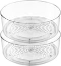 Lazy Susan Organizer, 2pcs 360 Degree Rotating Turntable Organizer, Round Plastic Clear Lazy Susan Turntable Food Storage Container for Kitchen, Fridge Organizer