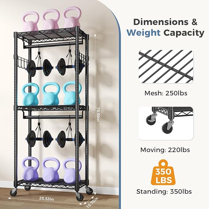 OLIXIS Clothes Rack Heavy Duty Adjustable Garment Clothing Rack with Wheels, Rolling Metal Freestanding Closet Organizer for Hanging Clothes with 2 Side Hooks, Double Rods, 29.5"x15.7"x75.6", Black