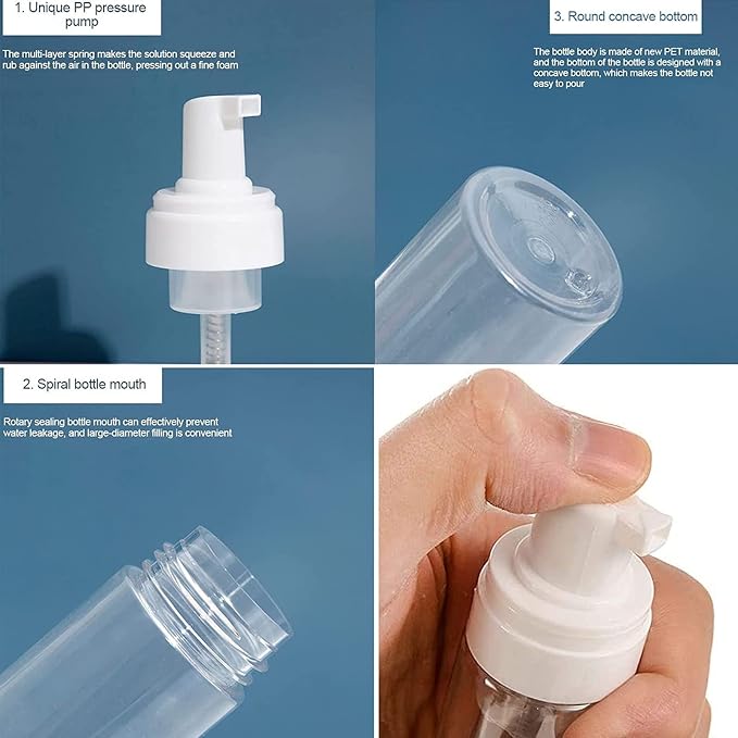 3pcs Foam Bottle Dispenser, Refillable Soap Dispenser with Transparent Empty Spray Bottles Foaming Hand Soap Dispenser Bottles 200ml/7OZ Foam Pump Dispenser Bottle