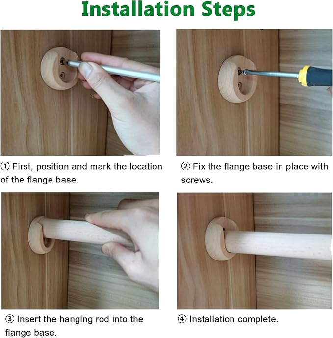 Solid Wood Closet Rod Heavy Duty Wooden Hanging Clothes Bar Cut To Size Custom Length Smooth Straight Wood Dowel Rods Long Wooden Stick Curtain Rod Wood Pole (Dia 25/32′′,L32in)
