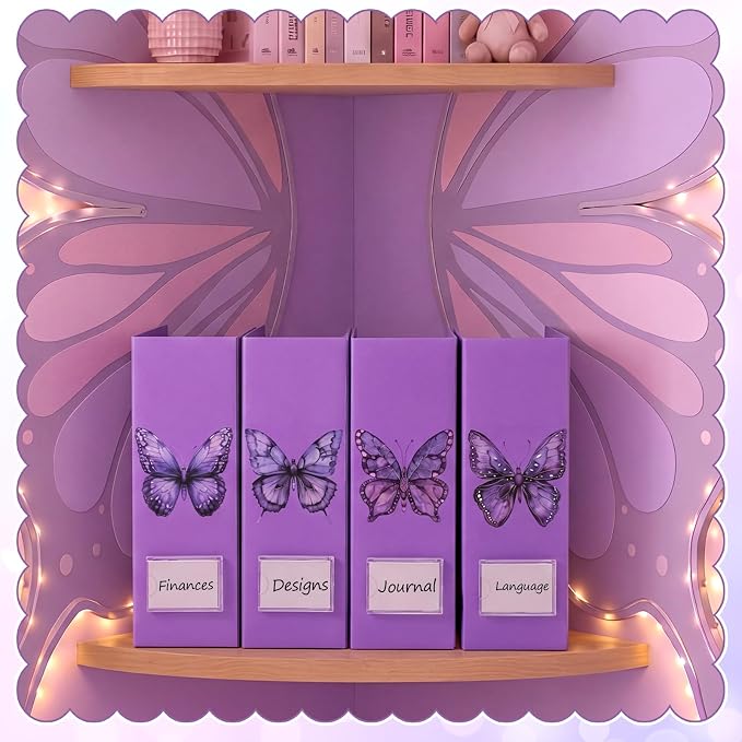 AmazingSpark Purple Butterfly Magazine File Holder Decorative Set of 4