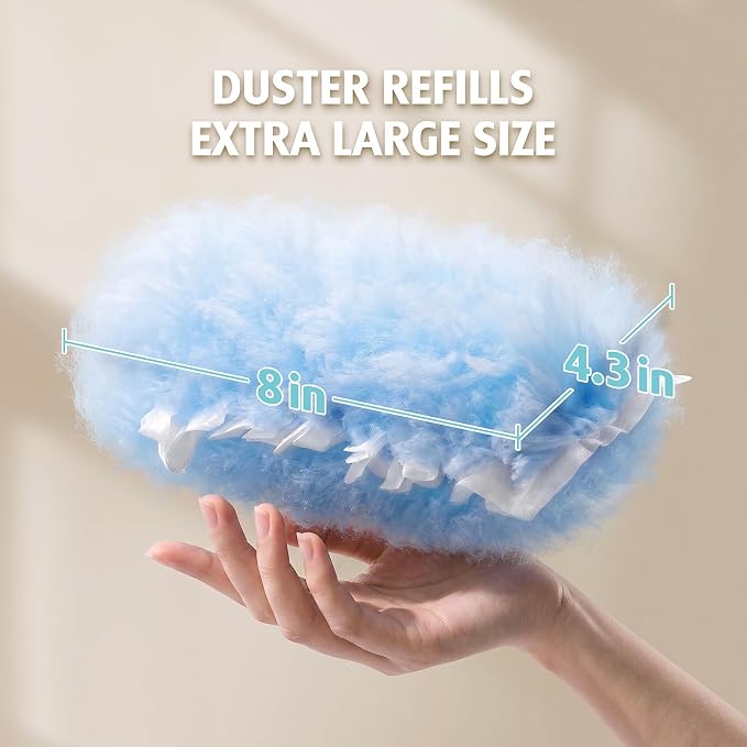 60 Count Electrostatic Duster Refills Compatible with Swiffer Duster, 6X Microfibers Heavy Duty 2 Side 360° Duster Refills, Disposable Multi Surface Dusters for Cleaning, Unscented