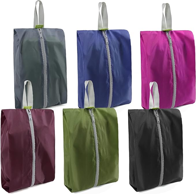 BeeGreen Travel Shoe Organizer with Zipper Closure | Shoe Bags for Travel, 6pcs Portable Packing Storage Organizer with Handle | Colorful Nylon Design for Dance Essentials, Gifts for Men and Women