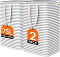 Lifewit 2 Packs Freestanding Clothes Hamper with Carry Handles, Large Tall Laundry Basket for Organization for Adults in Laundry Room Dorm Bedroom, Gray, 2 x 75L