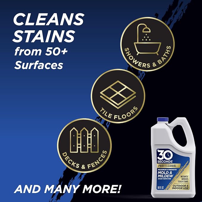 30 SECONDS Pro Mold and Mildew Stain Remover | Scrub Free | Brighter Results Instantly | Ready To Use Refill | 128 fl. oz. - PACKAGING MAY VARY
