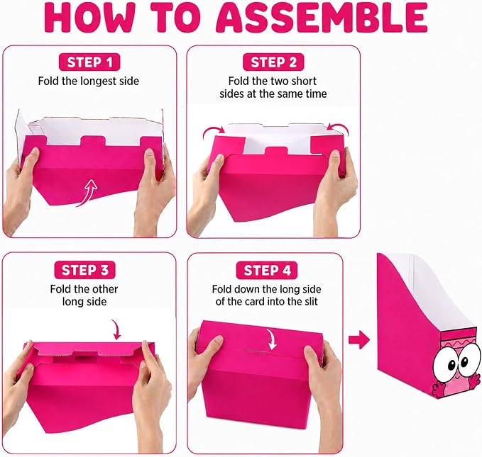24 Pcs Cardboard Magazine File Holder Set Colored Crayon Foldable Desk Document Holder Organizer Vertical Paperwork Storage Boxes for Back to School Classroom Home Office