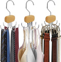 3 Pack Tank Top Hanger, Rotatable Bra Organzier for Closet, Bra Hanger for Closet Organizer, 360° Rotating & Foldable, Metal and Wood, Space-Saving Belt Hangers for Tank Tops, Belt, Tie (Wood)