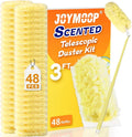 JOYMOOP Scented Telescopic Duster kit, 3FT Extendable Handle (Yellow) + 48 Yellow Refills for Swiffer Feather Duster,Easy Cleaning for Ceilings, Ceiling Fans, Blinds, Vents & Shelves